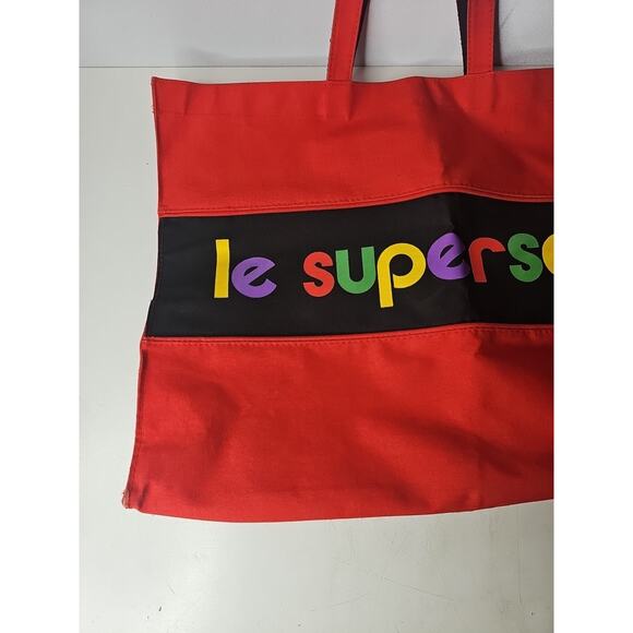 Le Supersac Red Oversized Shopper Bag Tote Carry On Rainbow Vintage - Picture 4 of 16